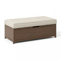 Sitzbank mit Stauraum 160 x 50 x 52 cm Holz Braun Webstoff Beige Modern