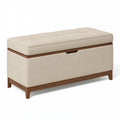 Aufbewahrungshocker 100 x 50 x 45 cm Stoff Beige Holz modern mit Stauraum