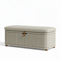 Sitzbank mit Stauraum 120 x 45 x 48 cm Textil Beige gepolstert geriffeltes Design