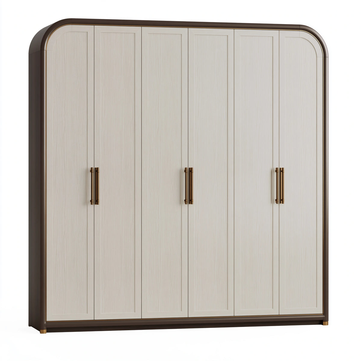 Kleiderschrank 270 x 60 x 220 cm Holzwerkstoff Weiß Dunkelbraun - sechstürig im klassischen Stil