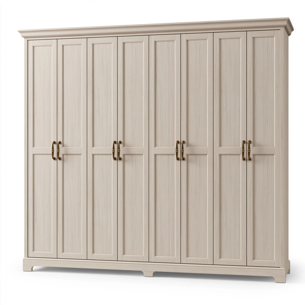 Kleiderschrank 400 x 60 x 240 cm Holzwerkstoff Cremeweiß klassischer Stil mit 8 Türen