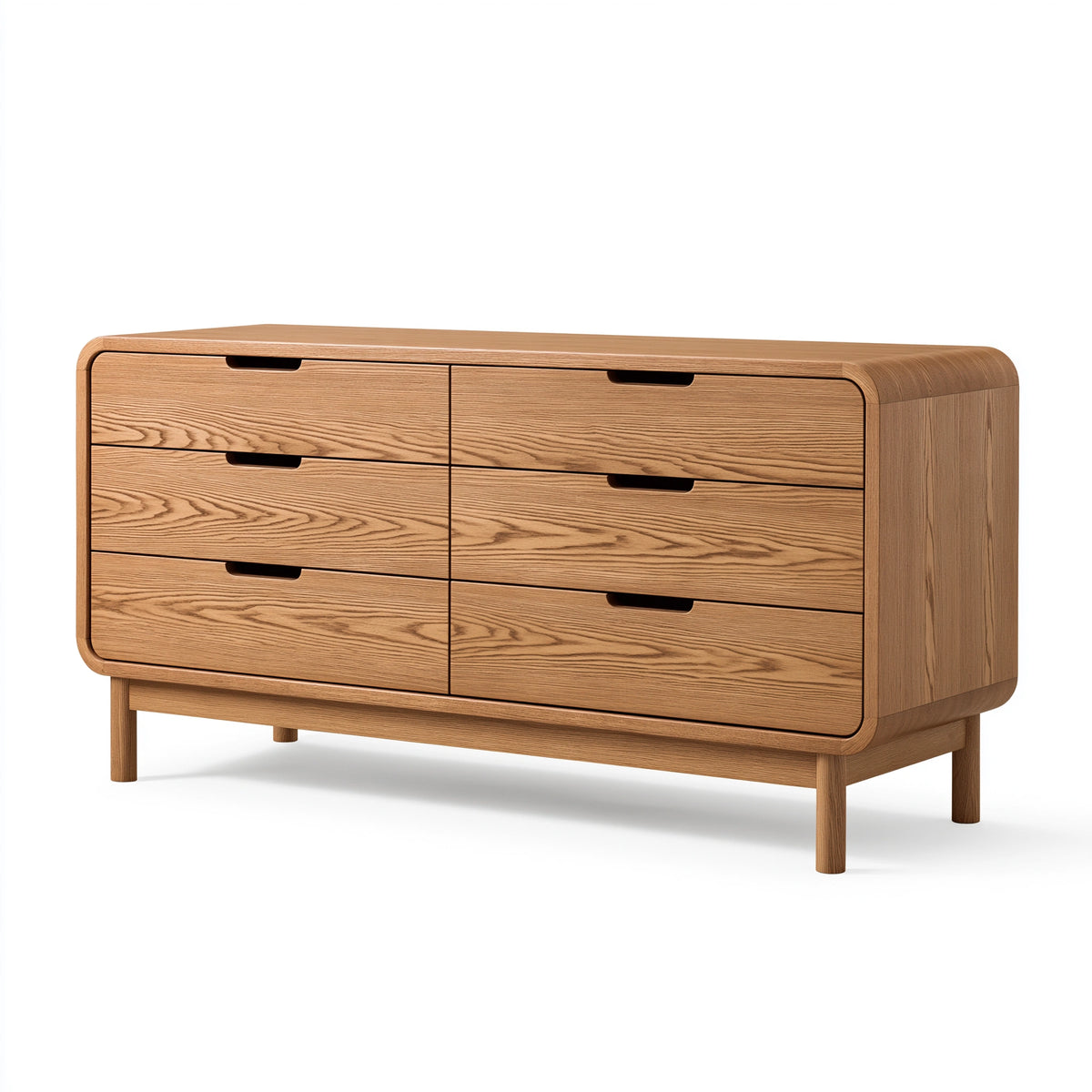 Kommode 140 x 45 x 80 cm Holz Natur - 6 Schubladen skandinavischer Stil