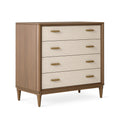 Kommode 100 x 45 x 105 cm aus Holzwerkstoff in Braun/Beige mit 4 Schubladen im Retro-Stil