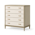 Kommode 90 x 45 x 120 cm aus Holzwerkstoff in Beige mit 5 Schubladen im klassischen Stil