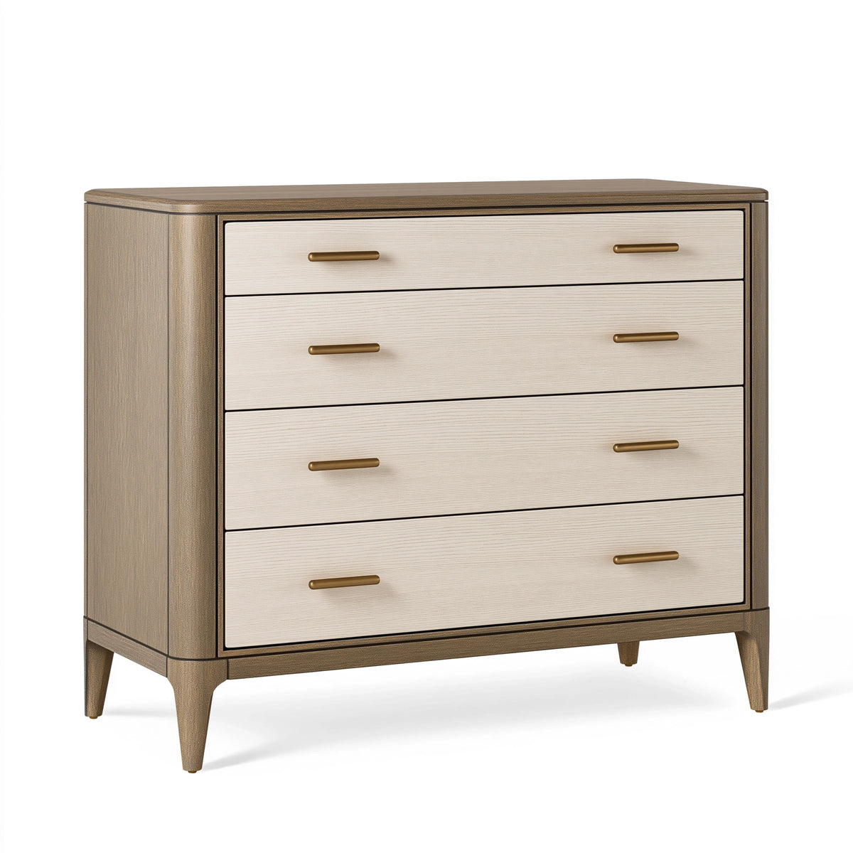 Kommode 90 x 45 x 100 cm Holzwerkstoff Beige/Braun mit 4 Schubladen im klassischen Stil