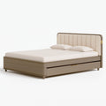 Polsterbett 180 x 200 cm Holz Beige mit Stauraum Modern