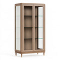 Vitrine 110 x 45 x 190 cm Holz und Glas in Nussbaum - Klassischer Stauraumschrank mit Glastüren