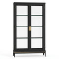 Vitrine 100 x 40 x 190 cm Schwarz Glas Holzwerkstoff mit 2 Türen im klassischen Stil