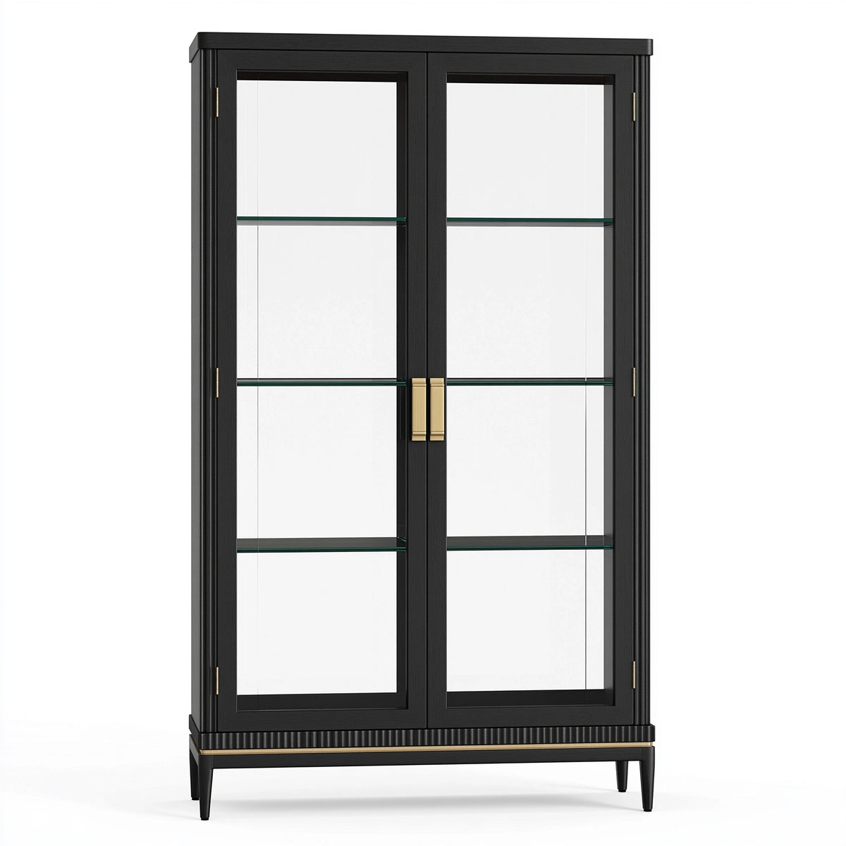 Vitrine 100 x 40 x 190 cm Schwarz Glas Holzwerkstoff mit 2 Türen im klassischen Stil