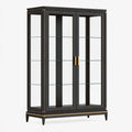 Vitrine 120 x 45 x 200 cm Holz und Glas Schwarz Gold Wohnraum klassisch