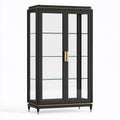 Vitrine 100 x 45 x 190 cm Schwarz Glas Holzwerkstoff mit 2 Türen im modernen Stil