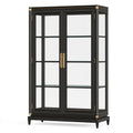 Vitrine 100 x 45 x 190 cm aus Holzwerkstoff und Glas Schwarz Gold klassisch mit 4 Glastüren