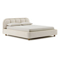 Polsterbett 180 x 200 cm Creme Stoffbezug mit gepolstertem Kopfteil