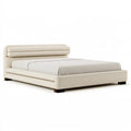 Polsterbett 180 x 200 cm Creme Stoff mit gepolstertem Kopfteil