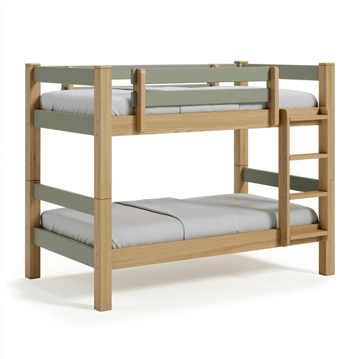 Etagenbett 90 x 200 cm Holz Natur Grün mit Leiter
